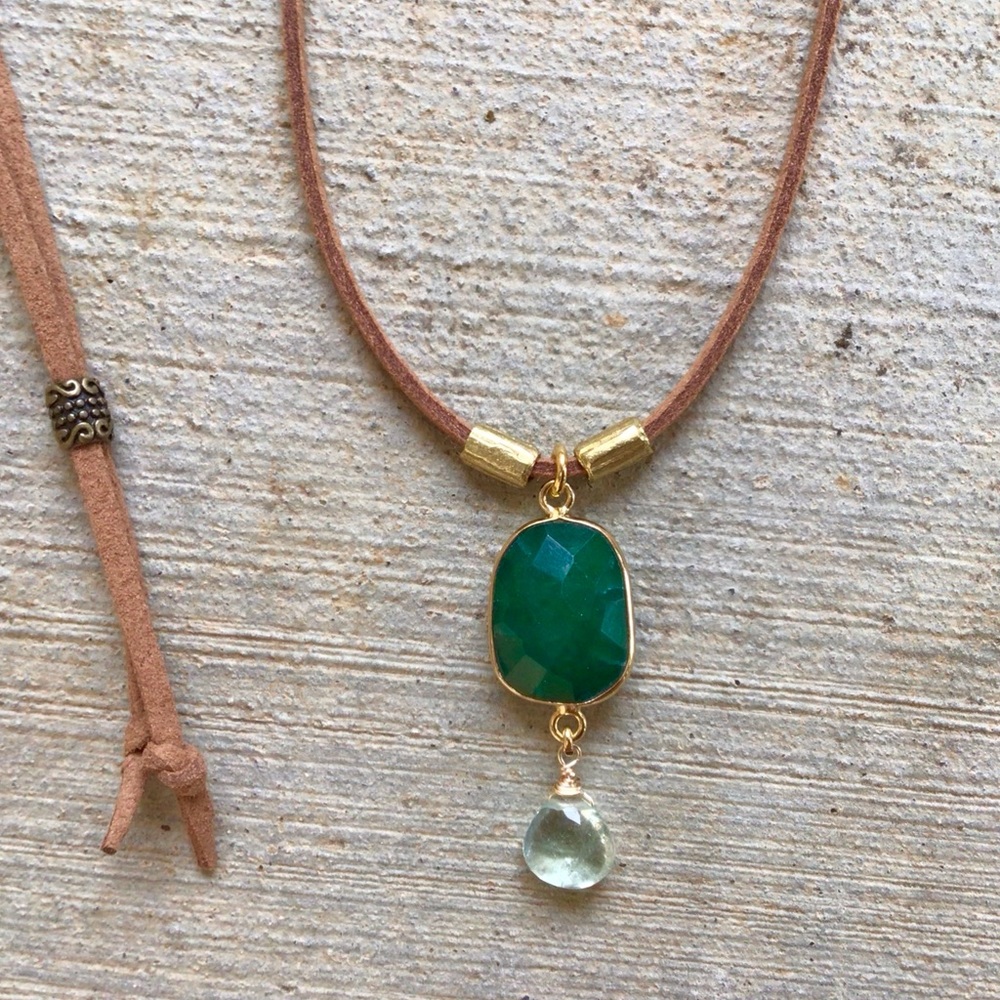 Suede Cord sundance charm artisan Necklace